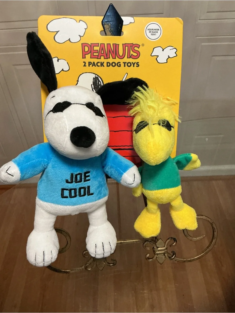 Peanuts Snoopy Joe Cool and Woodstock 2 Pack Plush Squeaker Dog Toys New